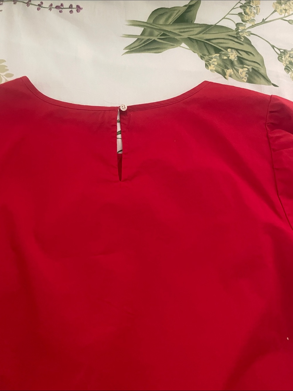 J. Crew Red Puff Sleeve Blouse - Picture 3 of 6